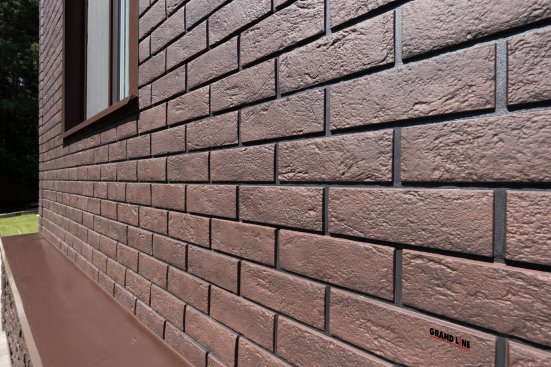 Фасадные панели Grand Line Клинкерный Кирпич Design Plus кофе с темно-бежевым швом