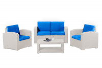 Комплект мебели Rattan Premium 4 серо-синий