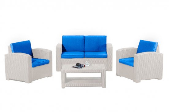 Комплект мебели Rattan Premium 4 серо-синий